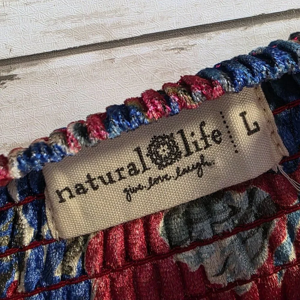 Natural Life Lisa Velvet Maxi Skirt Women Red Floral Large Boho Feminine - Picture 4 of 9